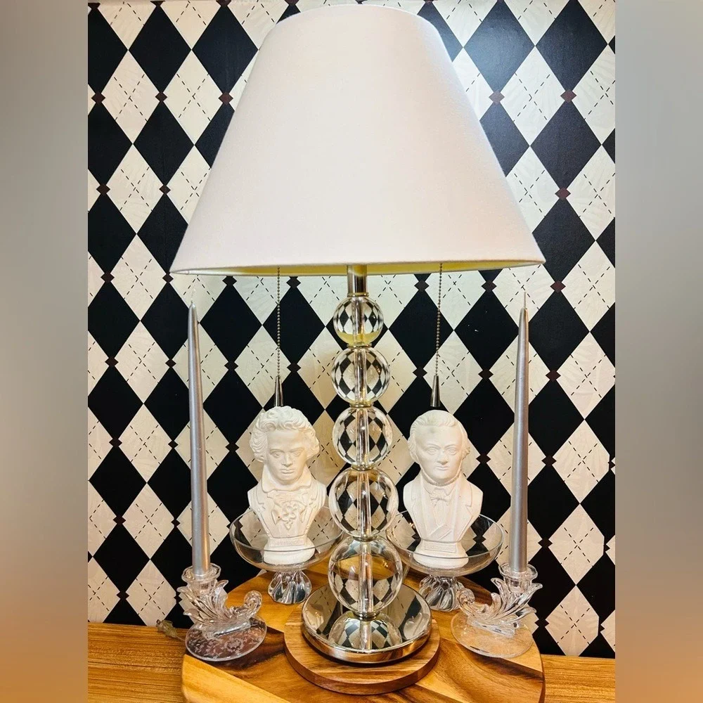 Heavy‎ Crystal Table Lamp Stacked Glass Orbs no Shade| Very Tall